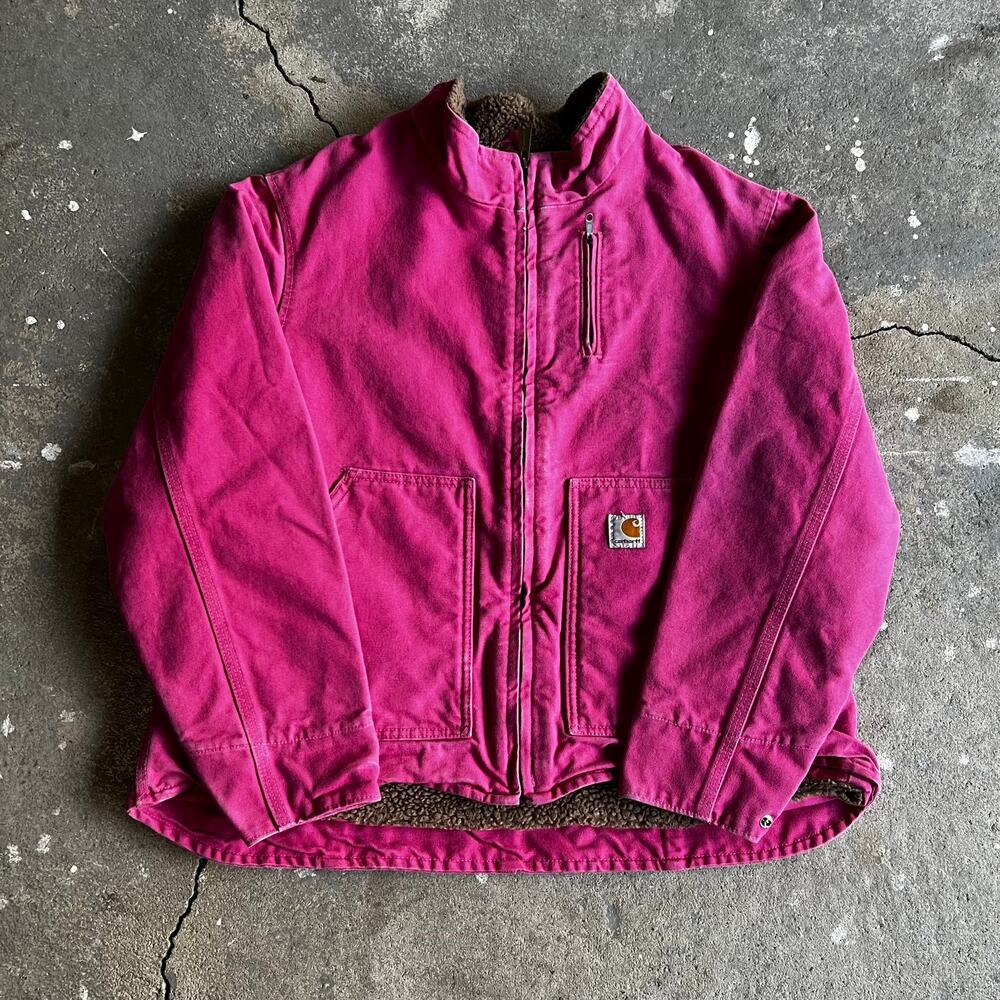 Carhartt WOMENS WJ022 677 pink Sherpa lined work wear jacket